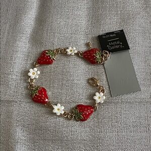 Accessorize Red Strawberry and White Flower Bracelet